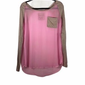 We the free semi sheer pink long sleeve top XS